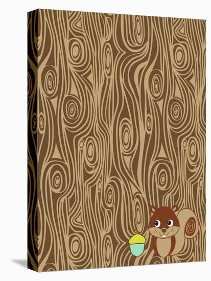 Woodgrain Squirrel-Joanne Paynter Design-Stretched Canvas