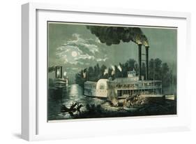 Wooding-up on the Mississippi-Currier & Ives-Framed Giclee Print