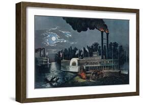 Wooding Up' on the Mississippi-Currier & Ives-Framed Giclee Print