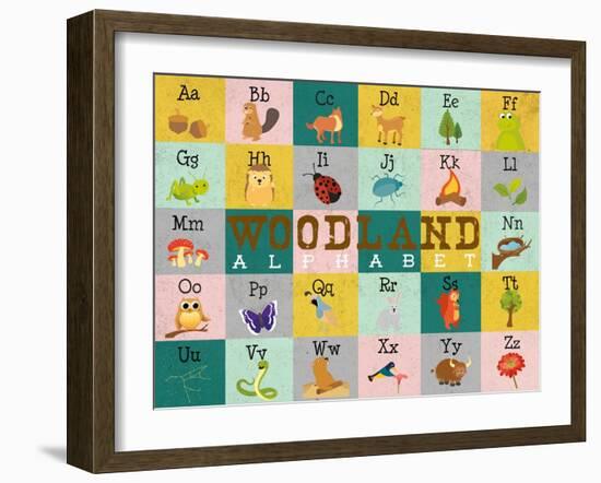 Woodland Alphabet (Horizontal)-Josefina-Framed Art Print