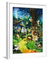 Woodland Animals Visit a Fairy House-Jesus Blasco-Framed Giclee Print