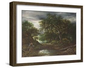 Woodland at Sunset with a Traveller and His Dog-Jacob Isaaksz Ruisdael-Framed Giclee Print