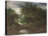 Woodland at Sunset with a Traveller and His Dog-Jacob Isaaksz Ruisdael-Stretched Canvas