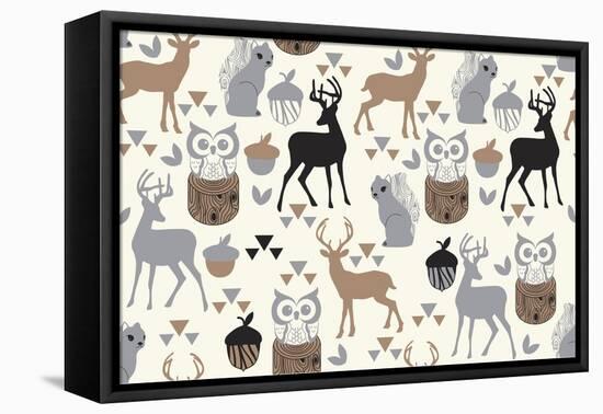 Woodland Birch Deer-Joanne Paynter Design-Framed Stretched Canvas