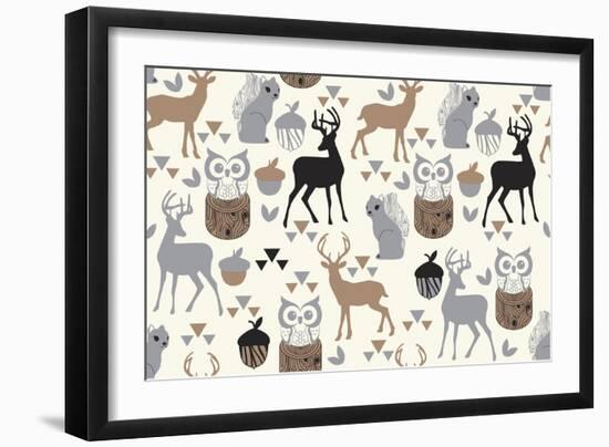 Woodland Birch Deer-Joanne Paynter Design-Framed Giclee Print