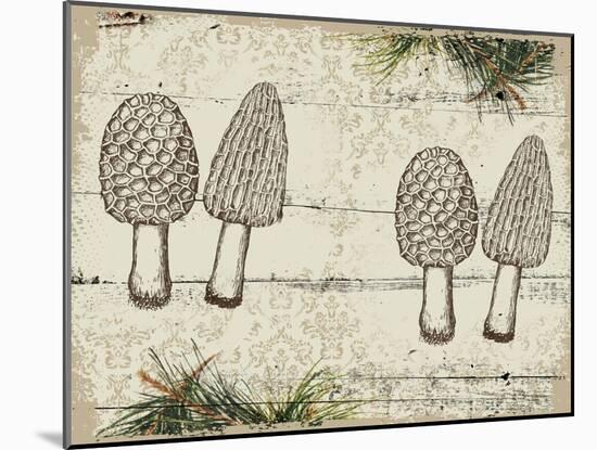 Woodland mushrooms-null-Mounted Giclee Print
