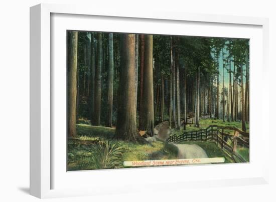 Woodland Scene - Eugene, OR-Lantern Press-Framed Art Print