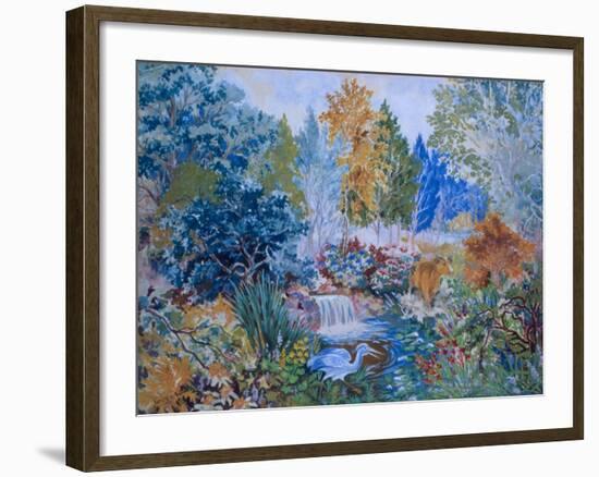 Woodland Scene with Cow and Heron, C.1930-Louis Wain-Framed Giclee Print