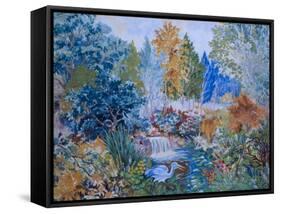 Woodland Scene with Cow and Heron, C.1930-Louis Wain-Framed Stretched Canvas