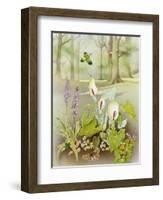 Woodland Scene with Green Woodpecker-Malcolm Greensmith-Framed Art Print