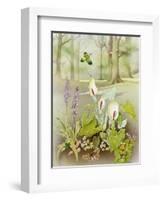 Woodland Scene with Green Woodpecker-Malcolm Greensmith-Framed Art Print