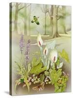 Woodland Scene with Green Woodpecker-Malcolm Greensmith-Stretched Canvas