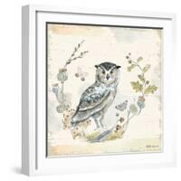 Woodland Wreath IX Blue Feather-Beth Grove-Framed Art Print