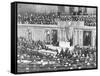 Woodrow Wilson Addressing Congress-null-Framed Stretched Canvas