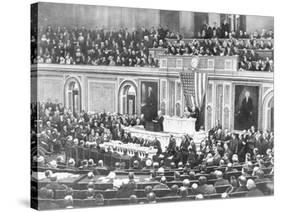Woodrow Wilson Addressing Congress-null-Stretched Canvas
