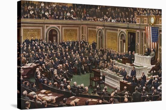 Woodrow Wilson Speaking to Congress in July Nineteen Eighteen-null-Stretched Canvas