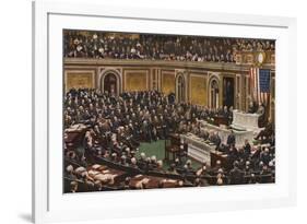 Woodrow Wilson Speaking to Congress in July Nineteen Eighteen-null-Framed Giclee Print