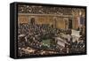 Woodrow Wilson Speaking to Congress in July Nineteen Eighteen-null-Framed Stretched Canvas