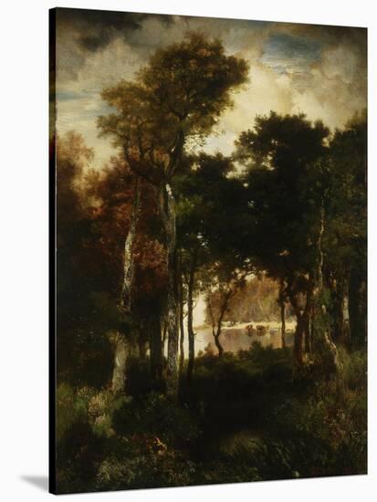 Woods by a River, 1886-Thomas Moran-Stretched Canvas
