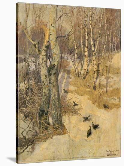 Woods Covered with Snow, 19th Century-Frits Thaulow-Stretched Canvas