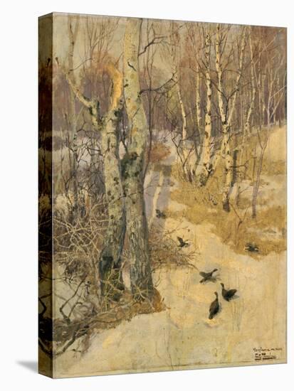 Woods Covered with Snow, 19th Century-Frits Thaulow-Stretched Canvas