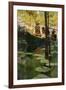 Woodsmen in Canoes Floating on a Tranquil River, circa 1900-null-Framed Giclee Print