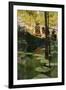 Woodsmen in Canoes Floating on a Tranquil River, circa 1900-null-Framed Giclee Print