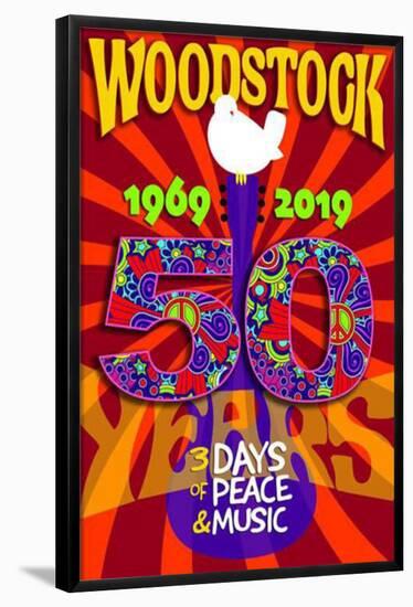 Woodstock 50 Red-null-Framed Poster