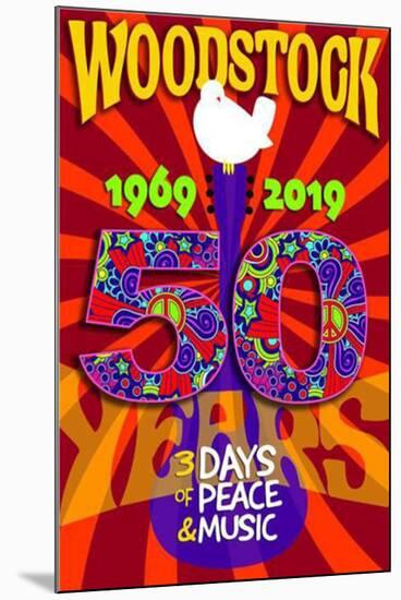 Woodstock 50 Red-null-Mounted Poster
