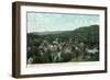 Woodstock, Vermont, Aerial View of the Town Showing the Woodstock Inn-Lantern Press-Framed Art Print