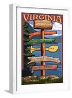 Woodstock, Virginia - Destination Signpost-Lantern Press-Framed Art Print