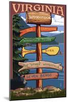 Woodstock, Virginia - Destination Signpost-Lantern Press-Mounted Art Print