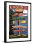 Woodstock, Virginia - Destination Signpost-Lantern Press-Framed Art Print