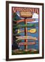 Woodstock, Virginia - Destination Signpost-Lantern Press-Framed Art Print