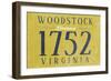 Woodstock, Virginia - Establish Date (Blue on Yellow)-Lantern Press-Framed Art Print