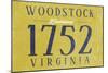 Woodstock, Virginia - Establish Date (Blue on Yellow)-Lantern Press-Mounted Art Print