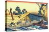 Woodworkers sawing wood, preparing planks.-Katsushika Hokusai-Stretched Canvas