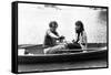Woody Allen and Diane Keaton MANHATTAN, 1979 directed by Woody Allen (b/w photo)-null-Framed Stretched Canvas