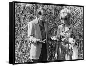 Woody Allen and Mia Farrow BROADWAY DANNY ROSE, 1984 directed by Woody Allen (b/w photo)-null-Framed Stretched Canvas