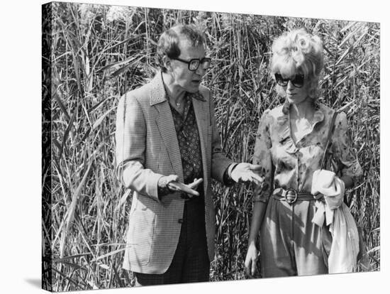 Woody Allen and Mia Farrow BROADWAY DANNY ROSE, 1984 directed by Woody Allen (b/w photo)-null-Stretched Canvas