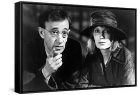 Woody Allen and Mia Farrow SHADOWS AND FOG, 1997 directed by Woody Allen (b/w photo)-null-Framed Stretched Canvas