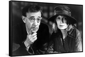 Woody Allen and Mia Farrow SHADOWS AND FOG, 1997 directed by Woody Allen (b/w photo)-null-Framed Stretched Canvas