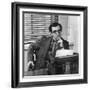 Woody Allen THE FRONT, 1976 directed by MARTIN RITT (b/w photo)-null-Framed Photo