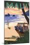 Woody and Beach - Maui, Hawaii-Lantern Press-Mounted Premium Giclee Print