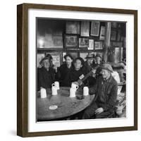 Woody Guthrie Playing and Singing for Patrons of Mcsorley's Bar-Eric Schaal-Framed Premium Photographic Print