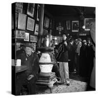 Woody Guthrie Playing in McSorley's Pub-Eric Schaal-Stretched Canvas