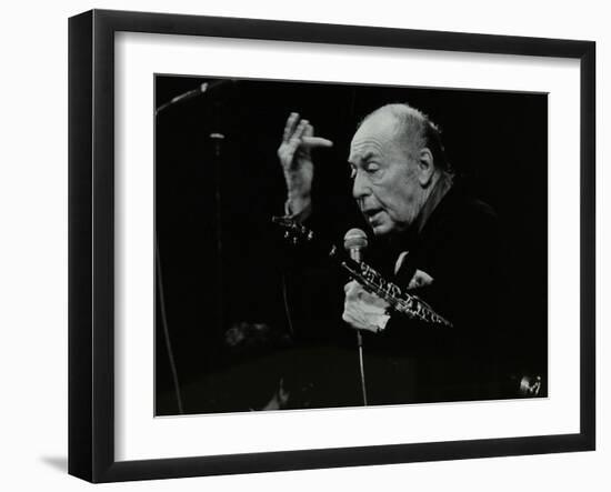 Woody Herman on Stage at the Forum Theatre, Hatfield, Hertfordshire, 24 May 1983-Denis Williams-Framed Photographic Print