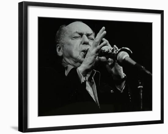 Woody Herman Playing His Clarinet at the Forum Theatre, Hatfield, Hertfordshire, 24 May 1983-Denis Williams-Framed Photographic Print