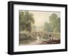 Woody Landscape with a Stone Bridge over a River-George The Younger Barret-Framed Giclee Print