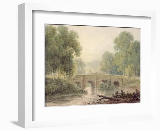 Woody Landscape with a Stone Bridge over a River-George The Younger Barret-Framed Giclee Print